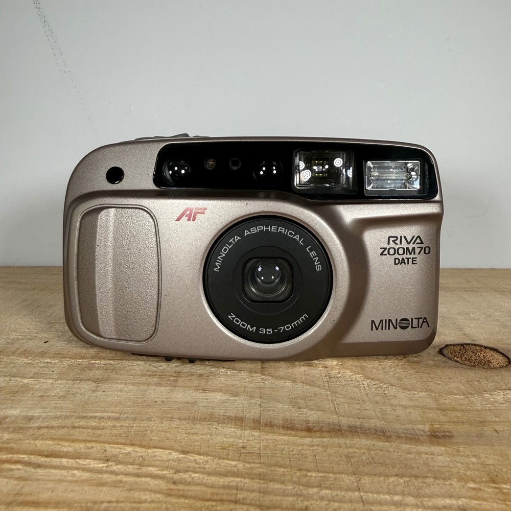 Minolta Riva Zoom 70 Date Film Camera Champagne 35mm Point and Shoot AF Tested